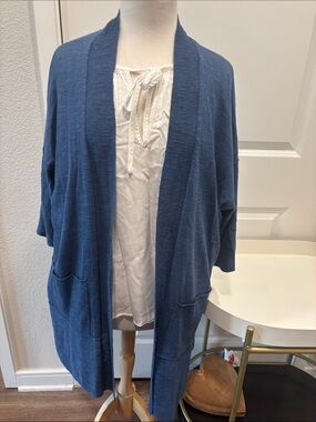 EUC Eileen Fisher Indigo Blue Open-Front Cardigan
